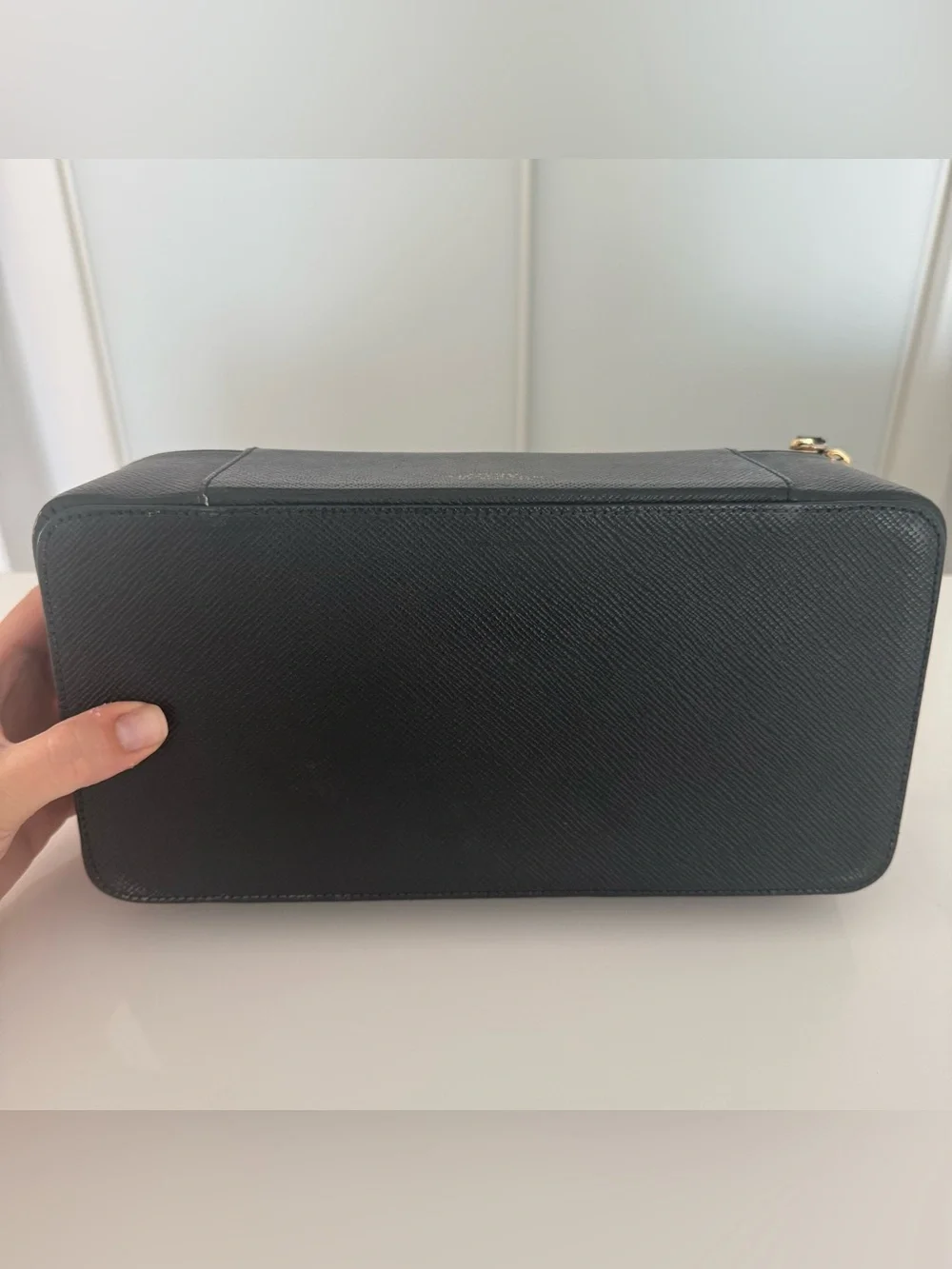 SMYTHSON Black Pebbled Leather Jewelry Case - Gold Hardware - 10.6” x 5.5” x 3”